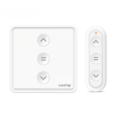 LoraTap Kit interruttore e telecomando RF per tapparelle, Pulsanti fisici, 600W, Senza WiFi, Compatibile con tapparelle elettriche e tende da sole