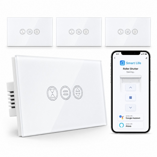 LoraTap WiFi Touch Curtain Switch for Motorized Curtains & Shutters, 600W AC. Supports APP, Alexa/Google Home Voice Control & Remote Timer