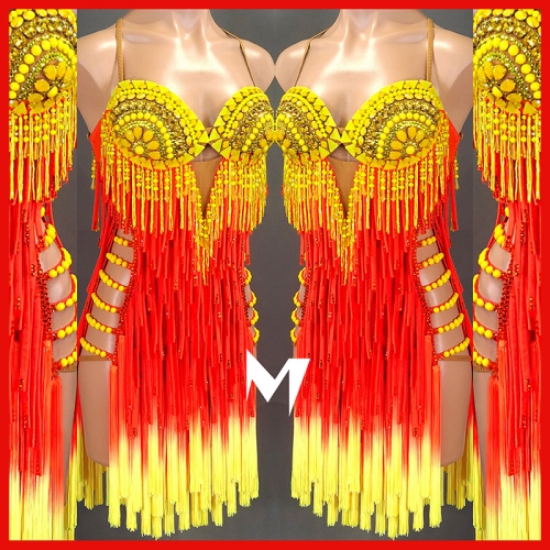 [SOLD] Embellished Ombré Fringe Tassel Dress #S001 (Original Piece Fully Renewed)