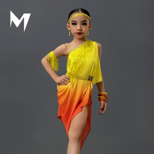 M-KIDS Asymmetrical Ombré Drape Dress #TS007