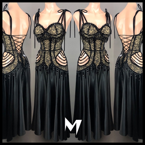 [SOLD] Black Lace Corset Dress #S006