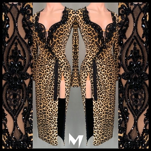 Lace Cutout Leopard Dress #L033