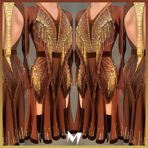 [BRAND NEW] Brown and Gold Fringe Dress #L050