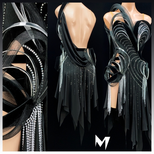 Black and Silver Multidimensional Dress #S115