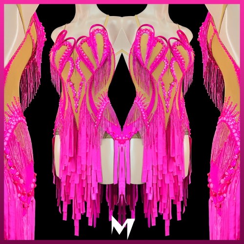 [PRE-OWNED] Hot Pink Fabric Strip Dress #S312