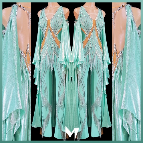 [PRE-OWNED] Metallic Spearmint and Crystal Smooth Jumpsuit #S318