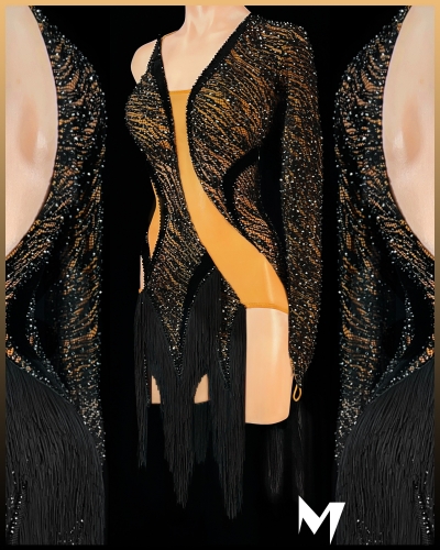 [PRE-OWNED] Hematite Lace Fringe Dress #S329