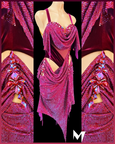 [PRE-OWNED] Siam AB Crystallized Fucshia Drape Dress #S332