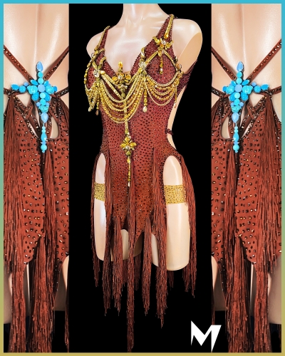 [PRE-OWNED] Brown Fringe Dress with Interchangeable Embellishments #S327