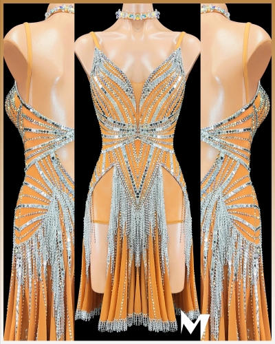 [PRE-OWNED] Silver & Crystal AB Dress with Choker #S336