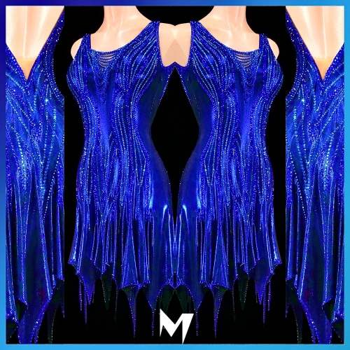 [PRE-OWNED] Metallic Cobalt Blue Panel Dress #S322