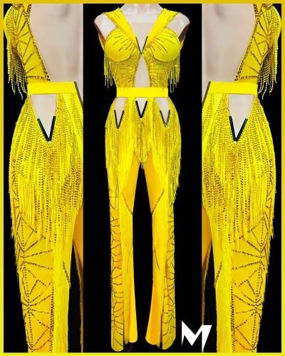 [PRE-OWNED] Saffron Yellow Fringe Jumpsuit #S377