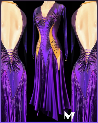 [PRE-OWNED] Metallic Purple Panel Smooth Dress #S378