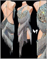 [PRE-OWNED] Crystal AB and Silver Embellished Drape Dress #S396