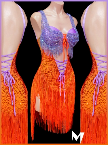 [PRE-OWNED] Lilac and Orange Fringe Dress #S449