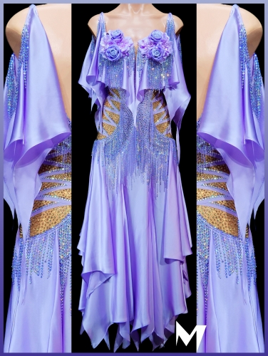 [PRE-OWNED] Lavender Floral Motif Smooth Dress #S440