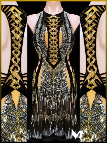 [PRE-OWNED] Silver and Gold Twisted Fabric Dress #S446