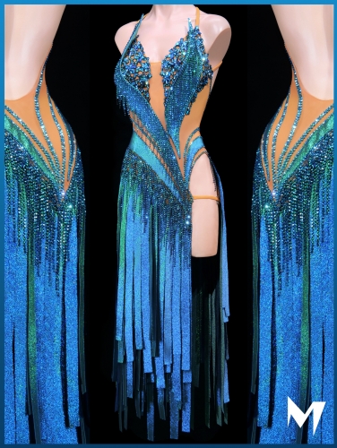 [PRE-OWNED] Sapphire and Emerald Fabric Strap Dress #S422