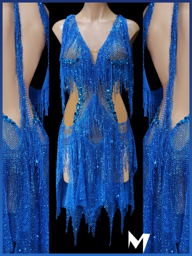 [PRE-OWNED] Sapphire AB Crystal Net Dress #S465