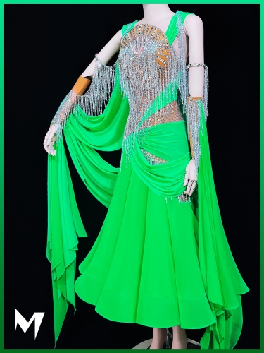 [BRAND NEW] Bright Green and Silver Ballroom (Standard) Dress #RS012