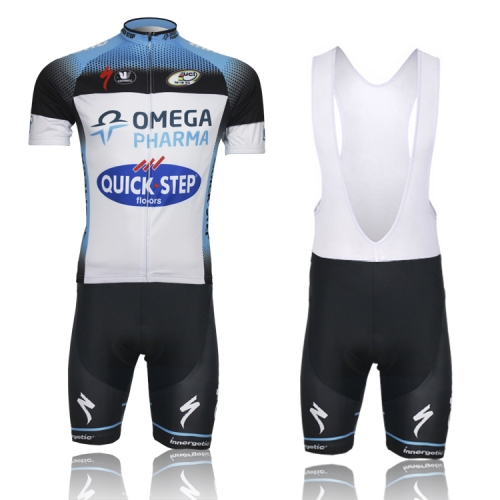 white&blue OMEGA  small dot cycling jersey set