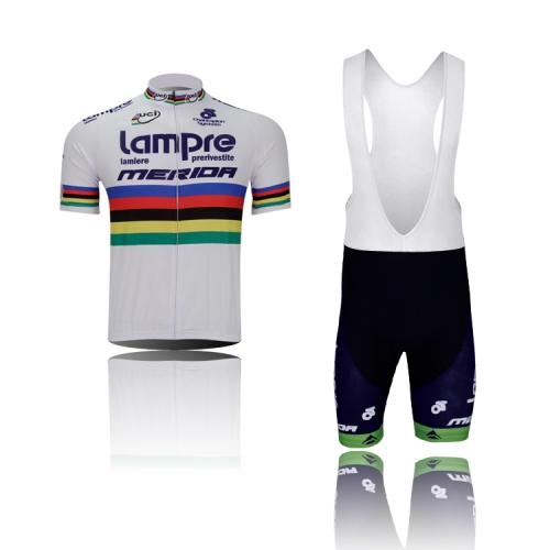 men white LAMPRE short sleeve cycling clothing set