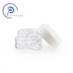 1/4 oz clear glass thick wall jar with While PP Cap
