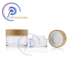 Bamboo child proof lid glass jars 60ml 100ml