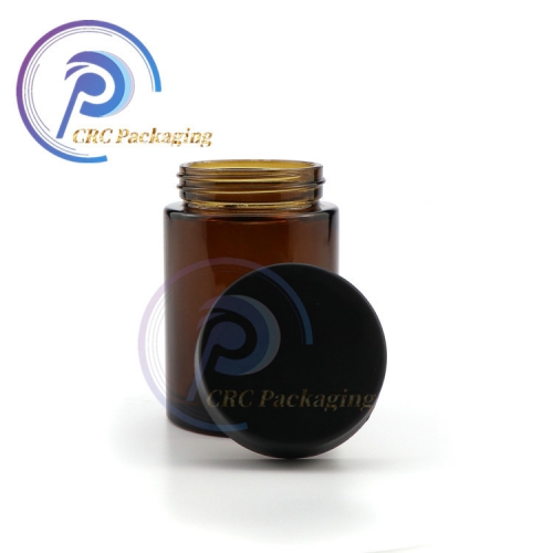 4 oz Amber Round Cannabis Glass Jars