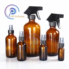 Packaging essential oil 1/2oz 1oz 2oz 4oz 250ml 500ml 16oz Clear Blue Amber Boston Glass Bottle with Trigger Spray Cap