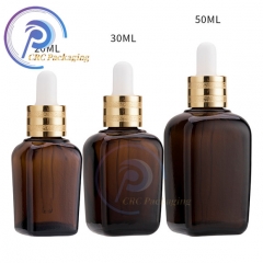 Amber 1 oz 30 ml 50ml gradient square serum dropper bottle with dropper cosmetics glass 30ml