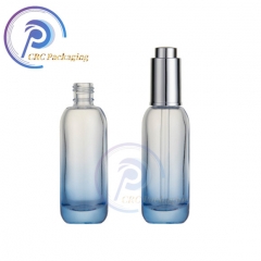 Luxury 15 30 40 50 ml empty thick based cosmetic face serum oil glass bottle with silver push button dropper cap