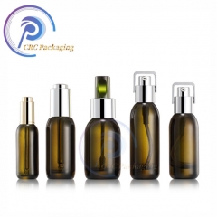 Luxury 15 30 40 50 ml empty thick based cosmetic face serum oil glass bottle with silver push button dropper cap