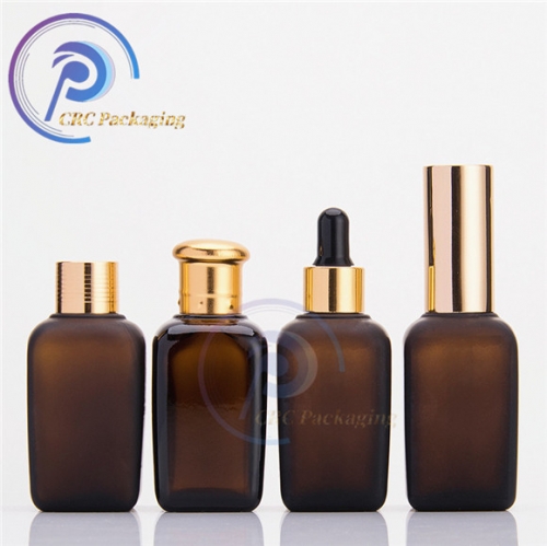 Amber 1 oz 30 ml 50ml gradient square serum dropper bottle with dropper cosmetics glass 30ml