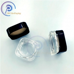 Small pill clear child resistant square concentrate glass jar with plastic child resistant lid