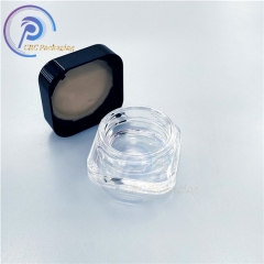 Small pill clear child resistant square concentrate glass jar with plastic child resistant lid