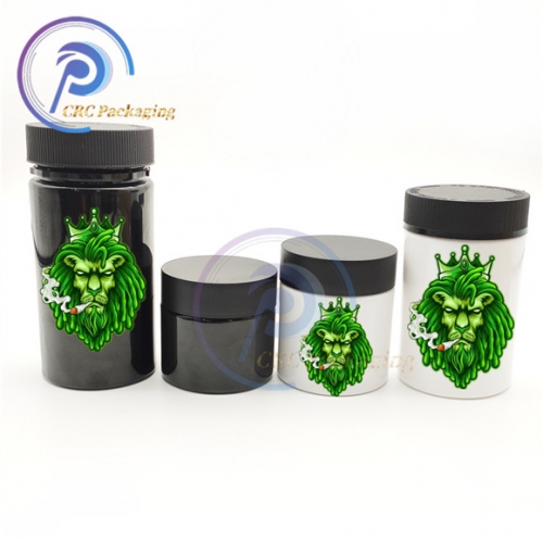 custom plastic herb containers with child proof lid weed packaging