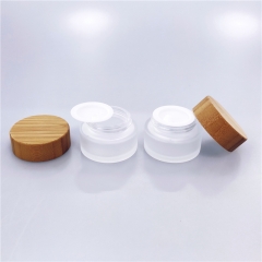 30g 50g 100g Bamboo Cosmetic glass cream jar