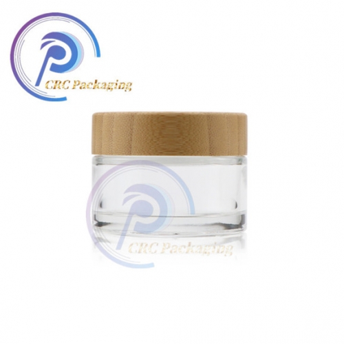 Bamboo cosmetic cream glass jars