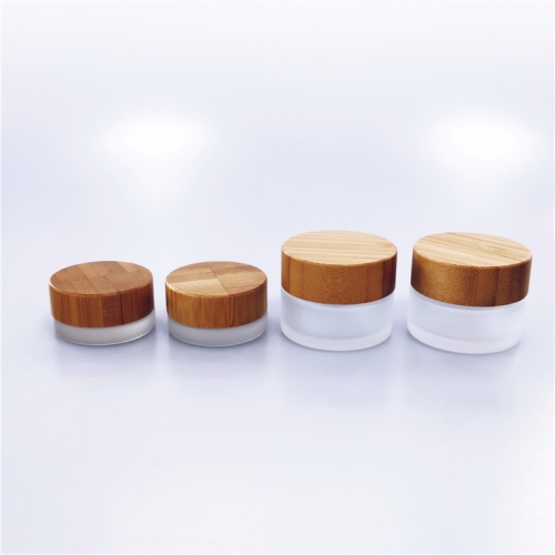 30g 50g 100g Bamboo Cosmetic glass cream jar