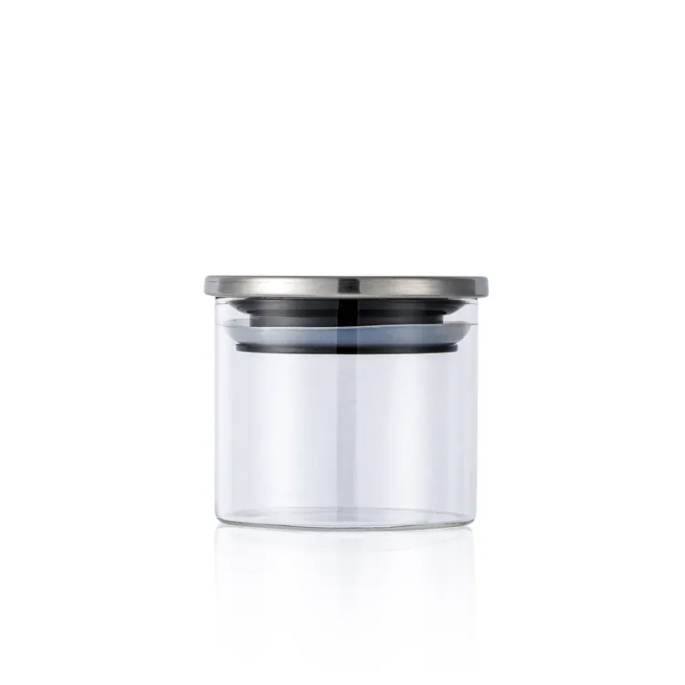 Wholesale high quality air tight empty container 4 oz Clear wide mouth glass candle jars with metal lids
