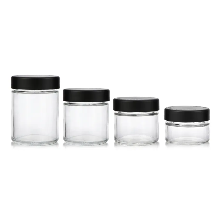 3 5 6 10 oz child resistant lid glass jar 50 70 110 230 ml smell proof dry flower straight side jar container glass packaging