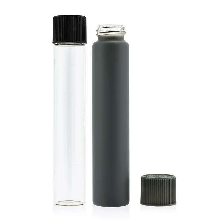 Customized size new design glass tube child proof resistant glass tube pill bottle with child resistant screw cap