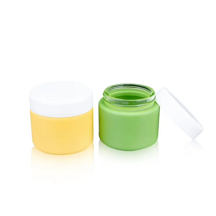 Custom 1oz 2oz 3oz 4oz Frosted Colorful Glass Jar Containers Jar Childproof Lid Glass Jar Cosmetic Packaging