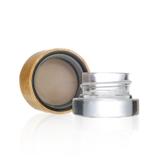Custom small airtight bamboo container eye cream jar mini clear glass concentrate jar with bamboo lid