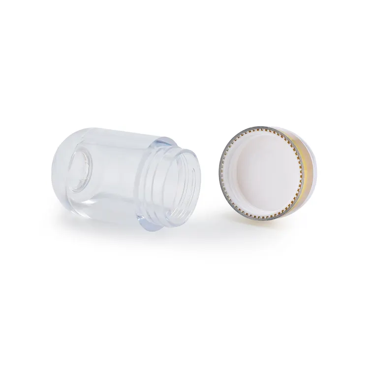 Food grade rounded bottom jars PET plastic wide mouth plastic jar with customized lids for food packaging