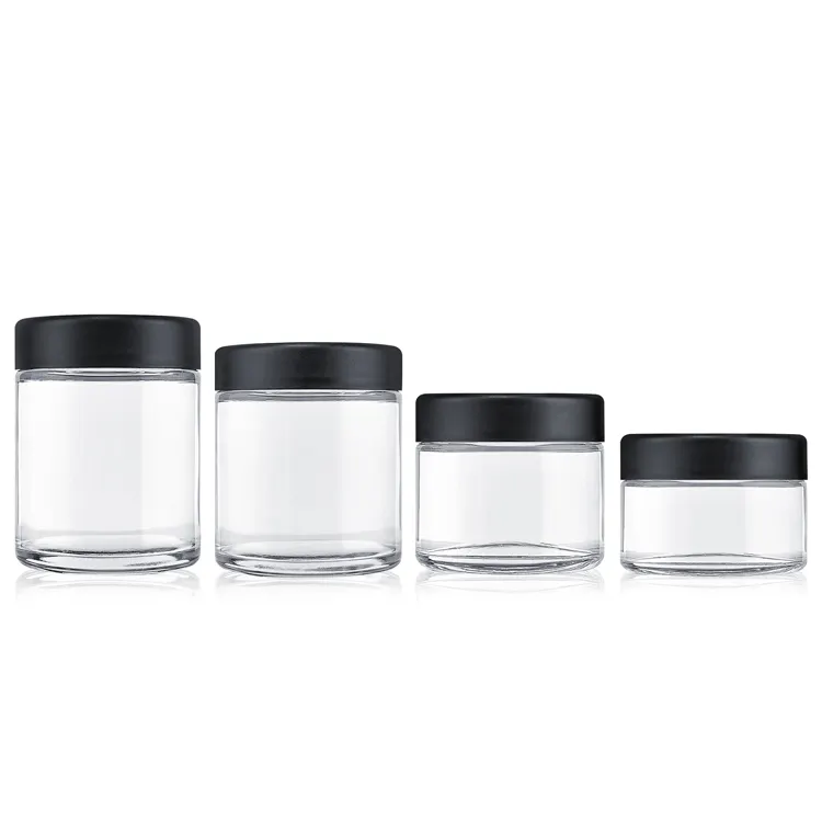 High quality 1oz 2oz 3oz 4oz child resistant glass concentrate recycle glass flower empty glass jars with CRC cap