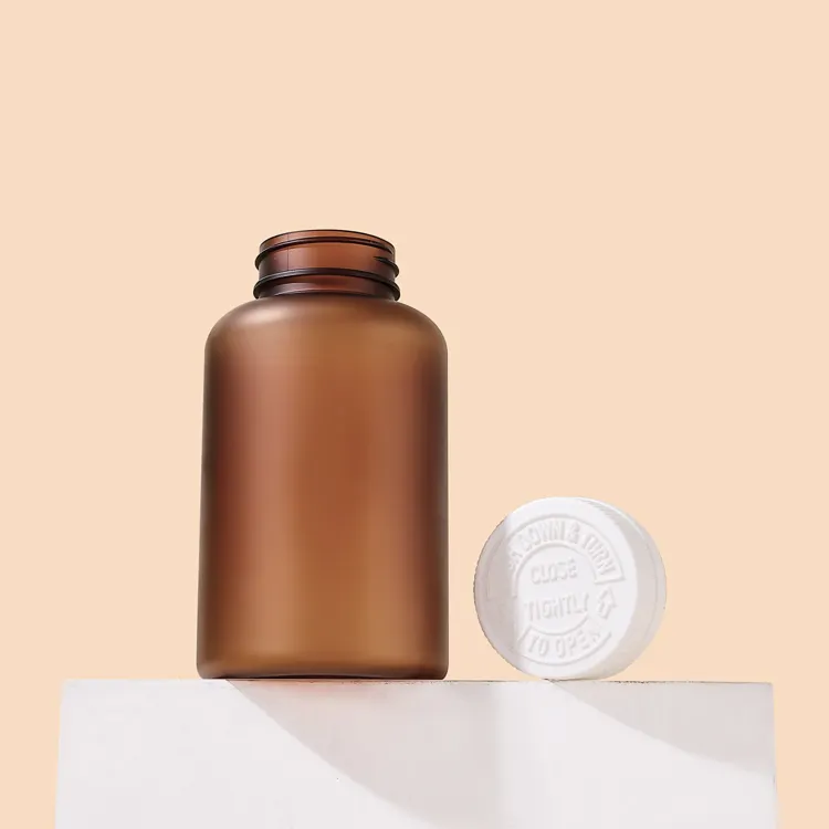 Amber Brown Glass Medicine Glass Bottle Wholesale Custom Screen Printing Child Safety Child Proof Pill Bottles With Label