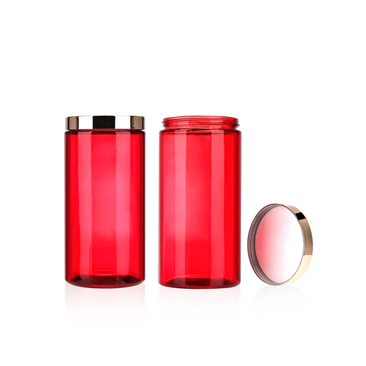 Red bottle kitchen flower tea spices cookie jar pet storage container air tight glass storage dried herbs stash jar