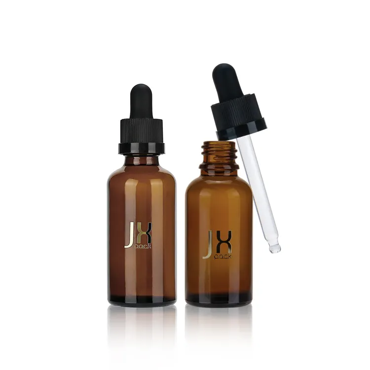 Luxury cosmetic packaging 1oz serum dropper bottle black frosted essential oil glass dropper bottle with gold dropper